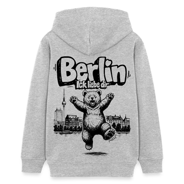 Berlin Souvenir-Teenager Bio-Hoodie-BERLIN ICK LIEBE DIR - Grau meliert