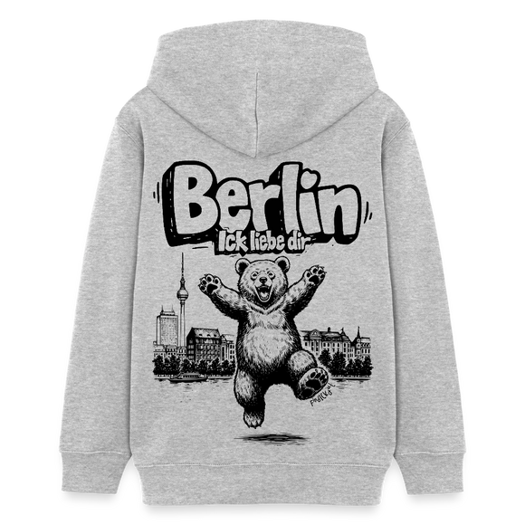 Berlin Souvenir-Teenager Bio-Hoodie-BERLIN ICK LIEBE DIR - Grau meliert