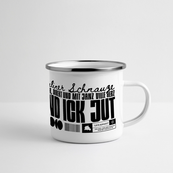 Berlin Souvenir-FIND ICK JUT-Panorama Emaille-Tasse - Weiß