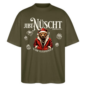 JIBT NÜSCHT-Oversized Unisex Bio T-Shirt-grummliger Bär - Khaki