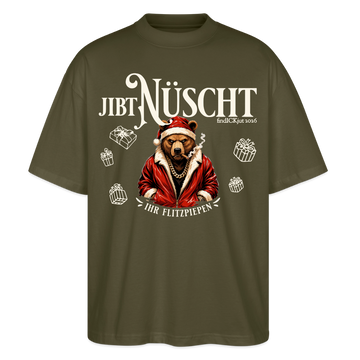 JIBT NÜSCHT-Oversized Unisex Bio T-Shirt-grummliger Bär - Khaki