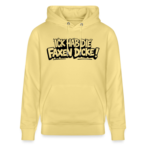 Berliner Schnauze Statement-ICK HAB DIE FAXEN DICKE-Unisex Bio-Hoodie - Gelb Viva 