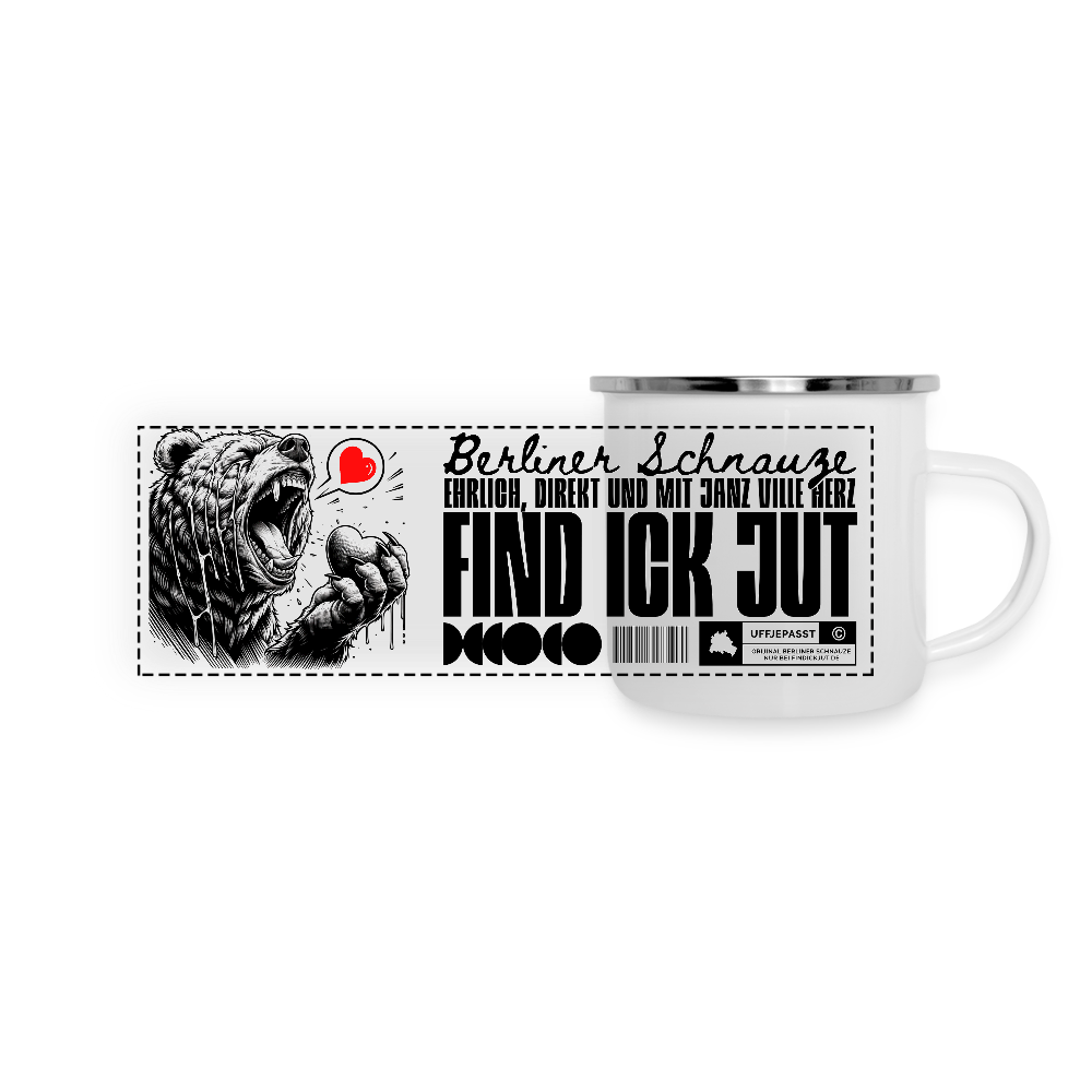 Berlin Souvenir-FIND ICK JUT-Panorama Emaille-Tasse - Weiß
