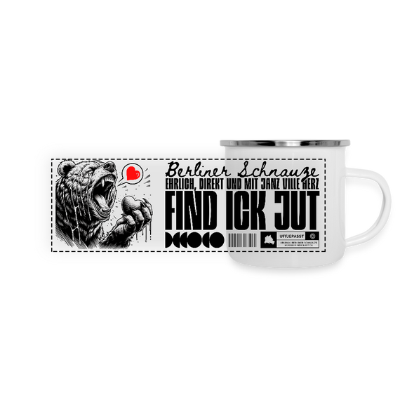 Berlin Souvenir-FIND ICK JUT-Panorama Emaille-Tasse - Weiß