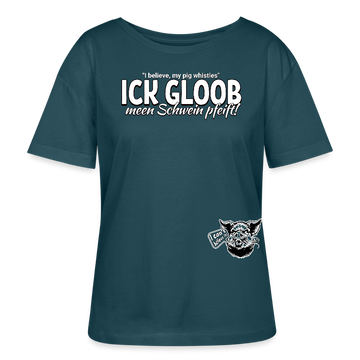 ICK GLOOB MEEN SCHWEIN PFEIFT-Rundhals Frauen Bio-T-Shirt - Dunkles Petrol
