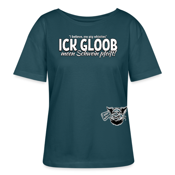 ICK GLOOB MEEN SCHWEIN PFEIFT-Rundhals Frauen Bio-T-Shirt - Dunkles Petrol