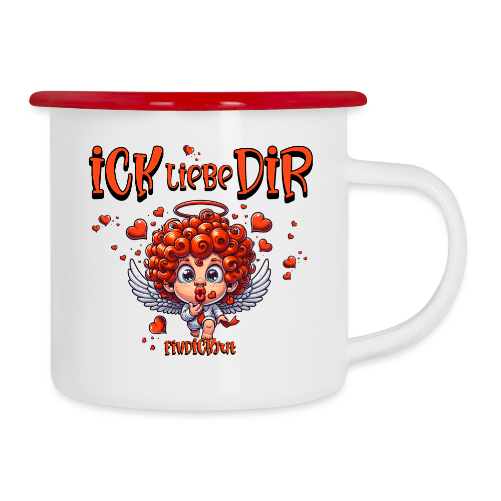 ICK LIEBE DIR-Emaille-Tasse - Weiß/Rot