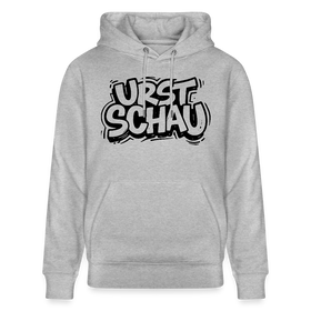 Ostalgie-Unisex Bio-Hoodie mit schwarzem Brustprint 'URST SCHAU' Grau meliert