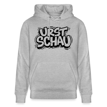 Ostalgie-Unisex Bio-Hoodie mit schwarzem Brustprint 'URST SCHAU' Grau meliert