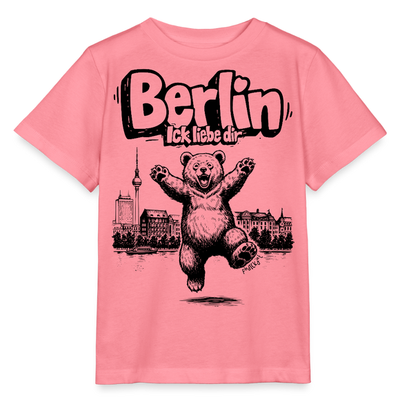 Berlin Souvenir-Kinder T-Shirt Bio-BERLIN ICK LIEBE DIR - Pink 