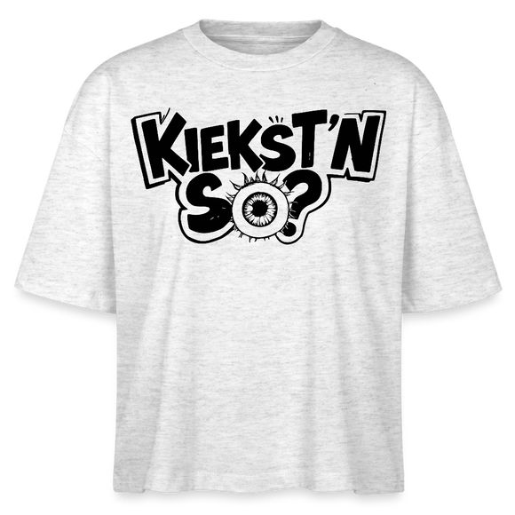 Berlin Shirt mit Berliner Schnauze -KIEKSTN SO?Frauen Boxy Bio-T-Shirt - Weiß meliert