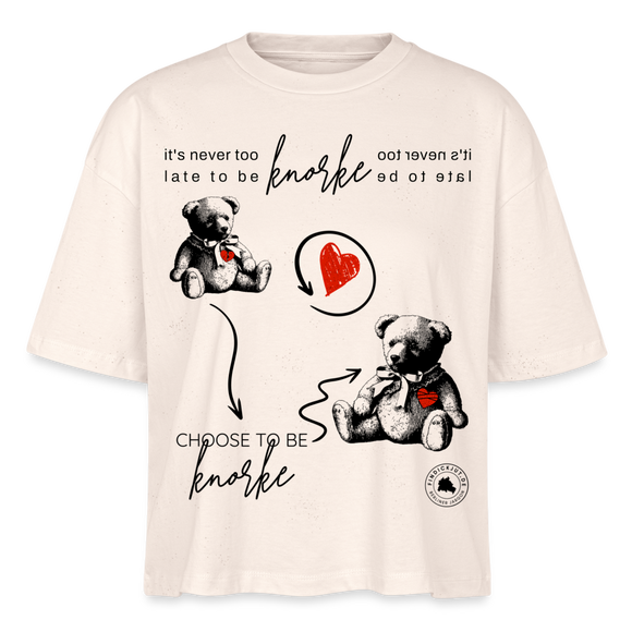 BERLINER KNORKE-Frauen Boxy Bio-T-Shirt - Naturweiß