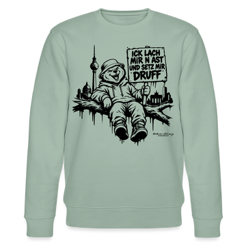 Berliner Spruch-ICK LACH MIR N AST-Unisex Bio-Sweatshirt - Helles Graugrün