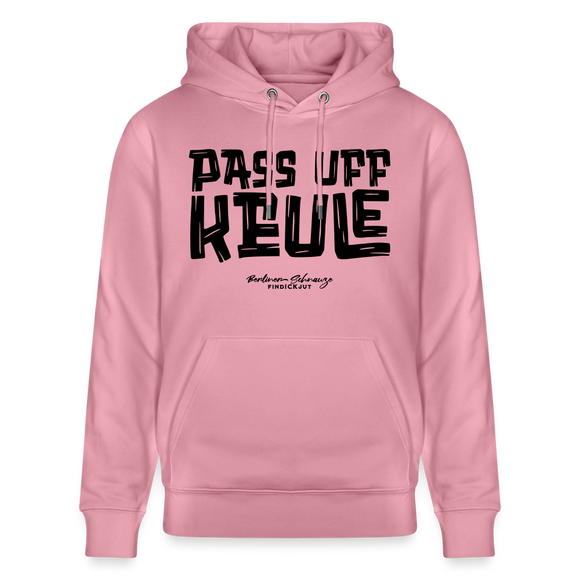 Berliner Spruch-PASS UFF KEULE-Unisex Bio-Hoodie mit Berliner Schnauze - Lila Traum