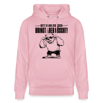 Berliner Bär mit Berliner Spruch-NETT KANN ICK OOCH-Unisex Bio-Hoodie - Hellrosa