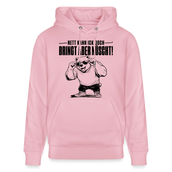 Berliner Bär mit Berliner Spruch-NETT KANN ICK OOCH-Unisex Bio-Hoodie - Hellrosa