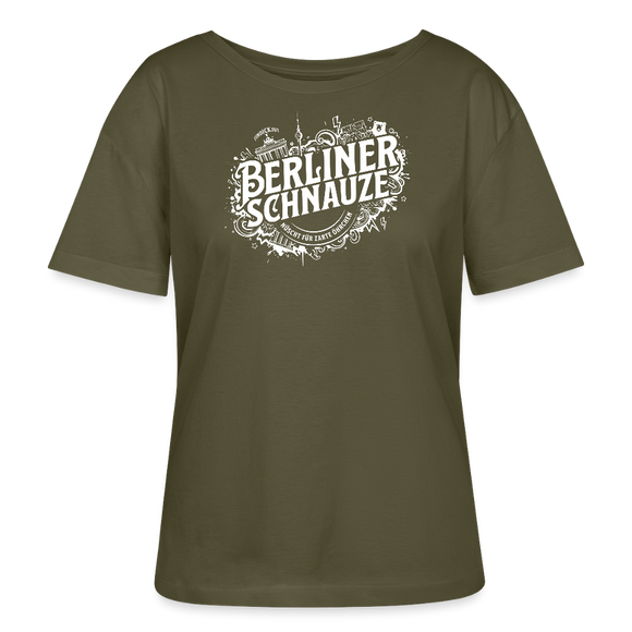 BERLINER SCHNAUZE-Rundhals Frauen Bio-T-Shirt - Khaki