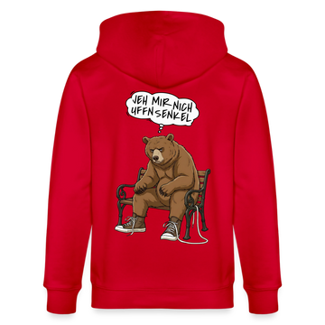 Berliner Bär-JEH MIR NICH UFFN SENKEL-Unisex Bio-Kapuzenjacke - Rot