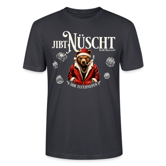 JIBT NÜSCHT-Unisex T-Shirt Berliner Ansage und Berliner Bär - Dunkles Graublau