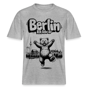 Berlin Souvenir- RELAXED FIT Unisex Bio T-Shirt-BERLIN ICK LIEBE DIR - Grau meliert