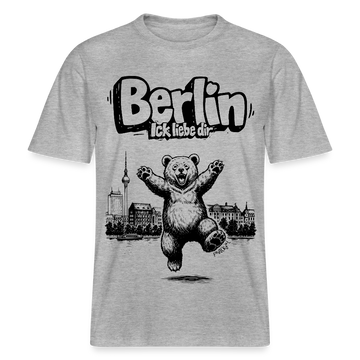 Berlin Souvenir- RELAXED FIT Unisex Bio T-Shirt-BERLIN ICK LIEBE DIR - Grau meliert