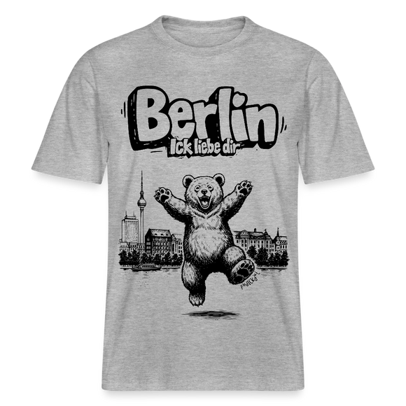 Berlin Souvenir- RELAXED FIT Unisex Bio T-Shirt-BERLIN ICK LIEBE DIR - Grau meliert