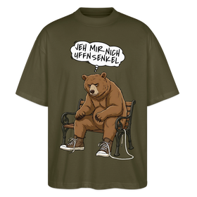 Berliner Bär und Spruch-JEH MIR NICH UFFN SENKEL-Oversized Unisex Bio T-Shirt - Khaki