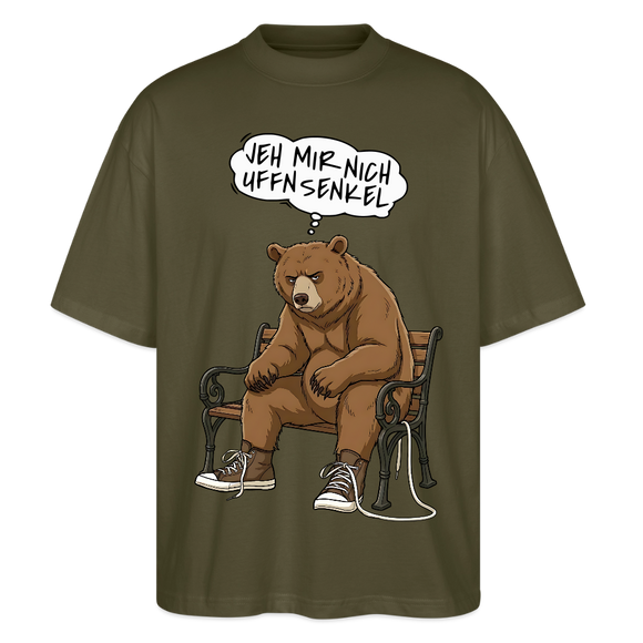 Berliner Bär und Spruch-JEH MIR NICH UFFN SENKEL-Oversized Unisex Bio T-Shirt - Khaki
