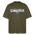 Berliner Spruch als weisser Print -Dit is mir SCHNURZPIEPE- auf Oversized Unisex Bio T-Shirt - Khaki