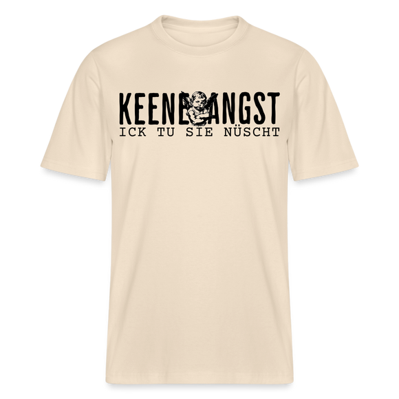 Frontprint-in Berliner Schnauze-keene angst,ICK TU SIE NÜSCHT - Relaxed Fit Unisex Bio-T-Shirt - Naturweiß