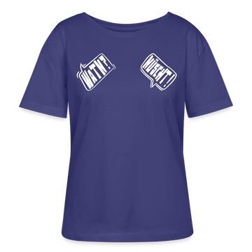 zwei weisse Sprechblasen auf der Brust-links "WATN?" -rechts "NÜSCHT!"- Das ist ne Berliner Unterhaltung auf dem Rundhals Frauen Bio-T-Shirt - Farbe Dämmerung-lilablau