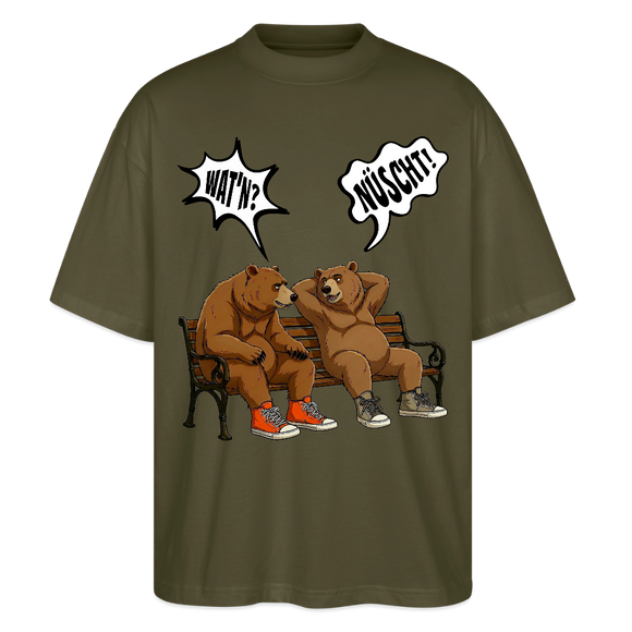 Berliner Bär Shirt mit Berliner Schnauze-WATN? NÜSCHT-Oversized Unisex Bio T-Shirt - Khaki