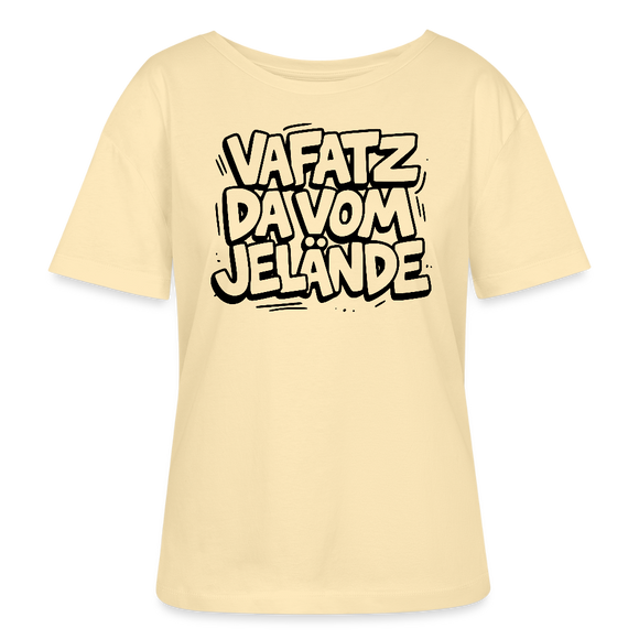 Berliner Spruch-VAFATZ DA VOM JELÄNDE-Rundhals Frauen Bio-T-Shirt-hell - Creme