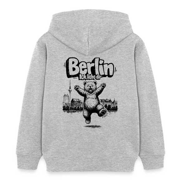 Berlin Souvenir-Kinder Bio-Hoodie-BERLIN ICK LIEBE DIR - Grau meliert