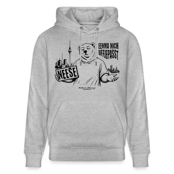 Berlin Souvenir mit echt Berliner Schnauze-NEESE-Unisex Bio-Hoodie - Grau meliert