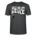 Bio Unisex Berlin Shirt -Anthrazit- mit großem weißen Spruch „PASS MA UFF KEULE“ und kleinem findickjut Bär-Logo auf der Brust - 