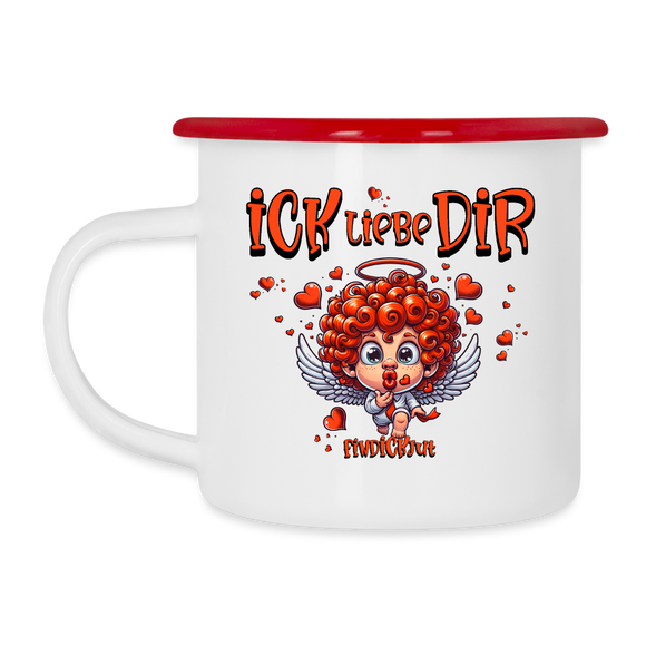 ICK LIEBE DIR-Emaille-Tasse - Weiß/Rot