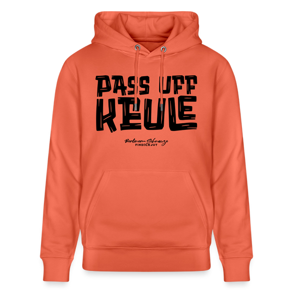 Berliner Spruch-PASS UFF KEULE-Unisex Bio-Hoodie mit Berliner Schnauze - Hellrot