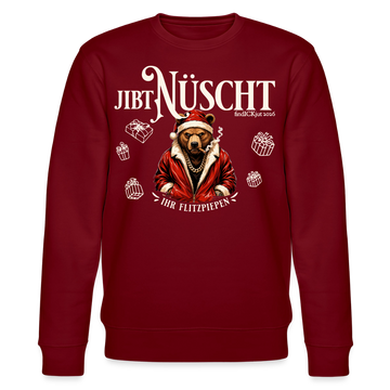 JIBT NÜSCHT-Unisex Bio-Sweatshirt-Berliner Bär Weihnachten - Burgunderrot