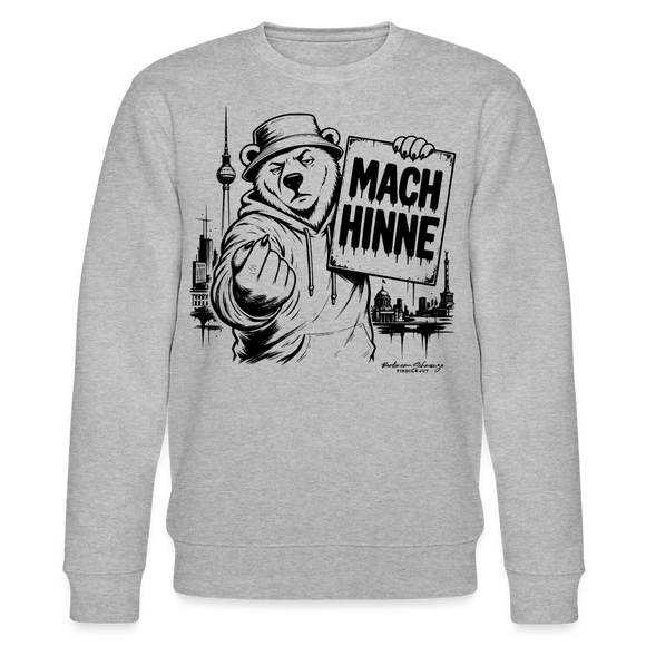 Berlin Sweatshirt mit Berliner Schnauze-MACH HINNE-Unisex Bio-Sweatshirt - Grau meliert