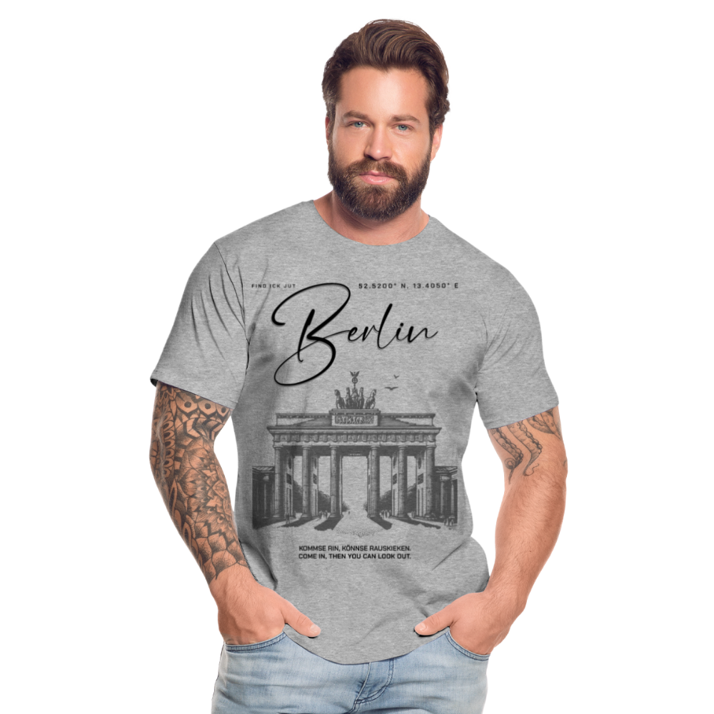 BERLIN-Männer Premium Bio T-Shirt - Grau meliert