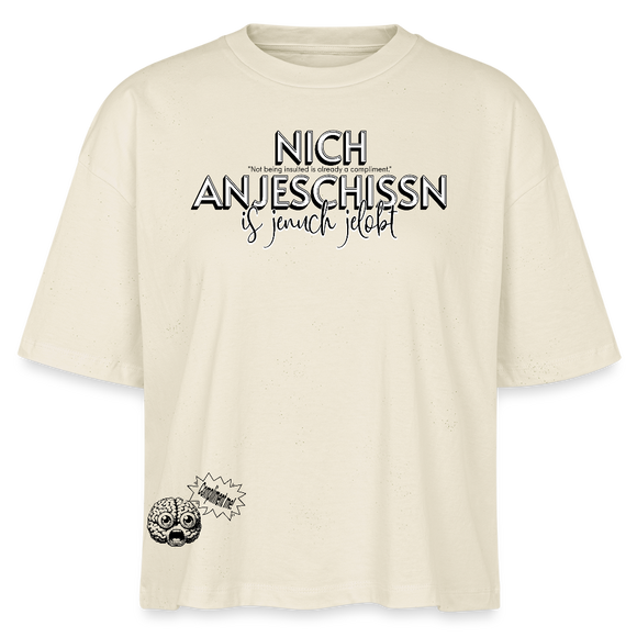 BERLINER EFFIZIENZ 'Dit Lob'-Frauen Boxy Bio-T-Shirt - Weißgrau