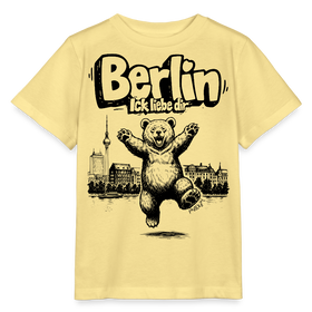 Berlin Souvenir-Kinder T-Shirt Bio-BERLIN ICK LIEBE DIR - Gelb Viva 