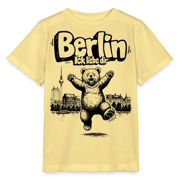 Berlin Souvenir-Kinder T-Shirt Bio-BERLIN ICK LIEBE DIR - Gelb Viva 