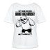 Weißes sommerlich leichtes Frauen Bio-T‑Shirt mit lockerem Rundhalsausschnitt und dem Berliner Bär mit Sonnenbrille sowie dem Spruch „Nett kann ick ooch – bringt aber nüscht" als Frontprint.