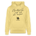 Unisex Bio-Hoodie mit schwarzem Schreibschrift-Print Berliner Spruch „Nachtigall, ick hör dir trapsen“ und kleiner trapsender Nachtigall – gerader Schnitt, doppelt gefütterte Kapuze, Kängurutasche, 350 g/m², 100% Bio-Baumwolle. - Hoodiefarbe Gelb Viva 