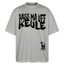 PASS MA UFF KEULE - Unisex Oversize Bio-T-Shirt BLASTER - Grau meliert