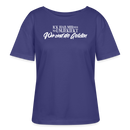 ICK HAB MIR HIER MA UMJEKIEKT-WIR SIND DIE GEILSTEN -weisser Brustprint mit Berliner Schnauze-Rundhals Frauen Bio-T-Shirt - Dämmerung (lila-blau)