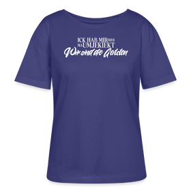 ICK HAB MIR HIER MA UMJEKIEKT-WIR SIND DIE GEILSTEN -weisser Brustprint mit Berliner Schnauze-Rundhals Frauen Bio-T-Shirt - Dämmerung (lila-blau)