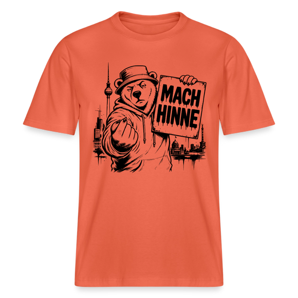 Berlin Souvenir mit Berliner Schnauze-MACH HINNE- RELAXED FIT Unisex Organic T-Shirt - Hellrot